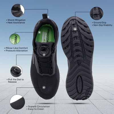 Redtape Dial Lace Athleisure Sport Shoes For Men | JET Black_img_4